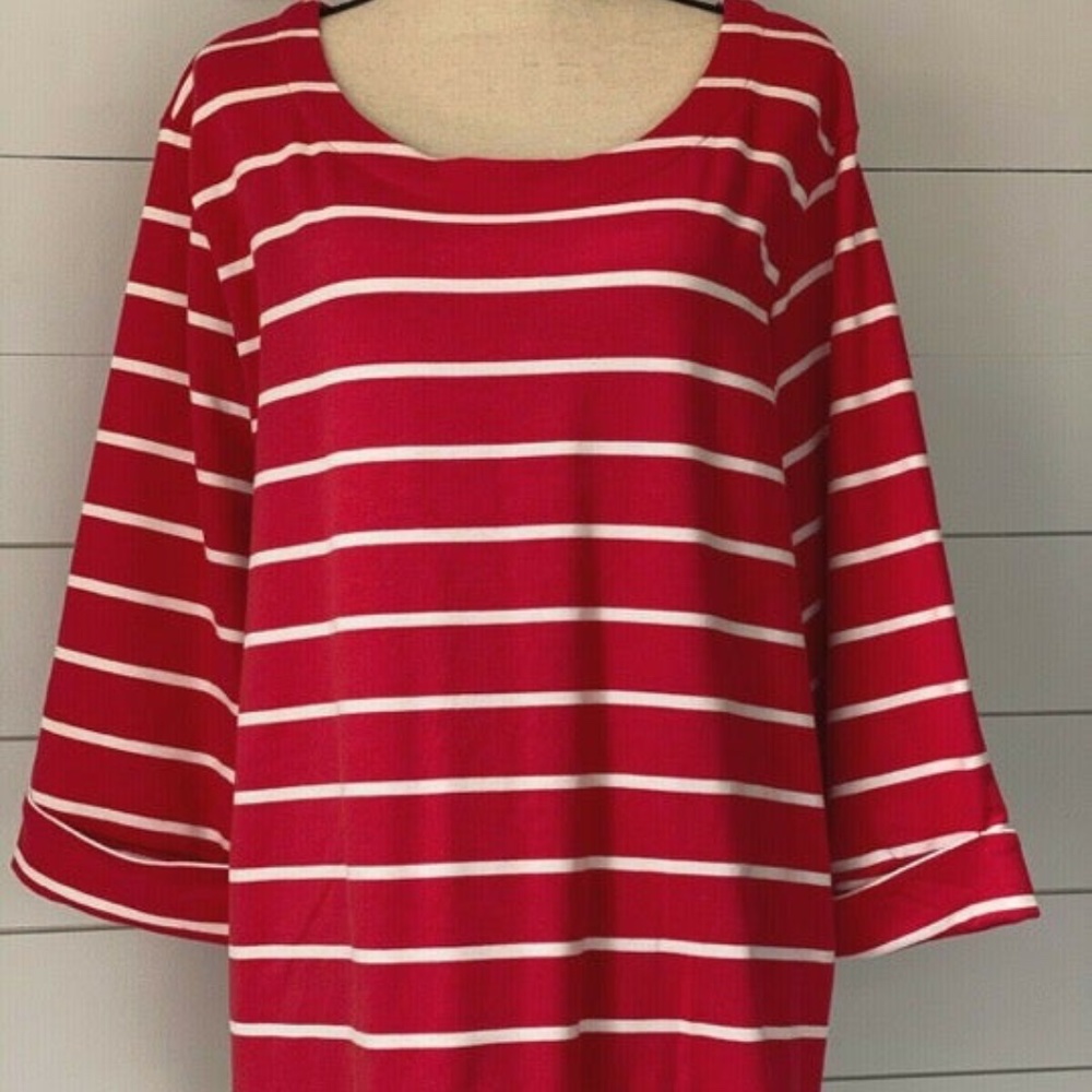Hillard Hanson Woman's Striped Tunic Top 3X